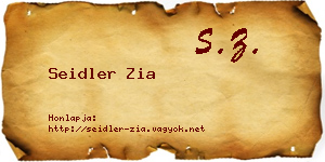 Seidler Zia névjegykártya